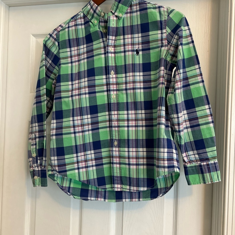 🧢 Ralph Lauren Kids Plaid Shirt - Green and Blue